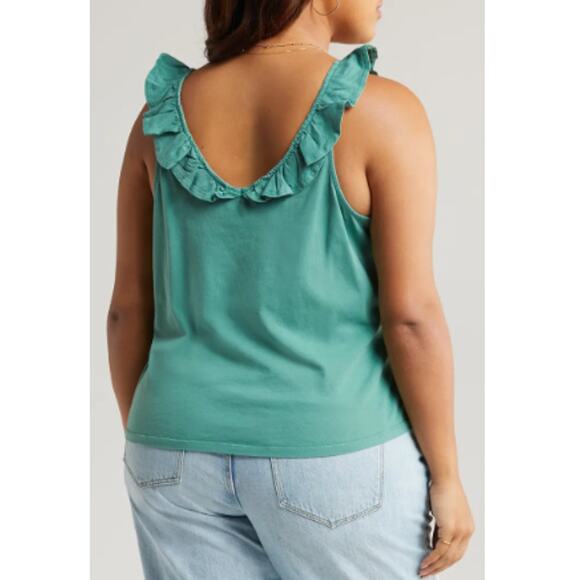 New ~ TREASURE & BOND ~ Ruffle Trim Sleeveless Organic Cotton Top Size 2X - Picture 2 of 8